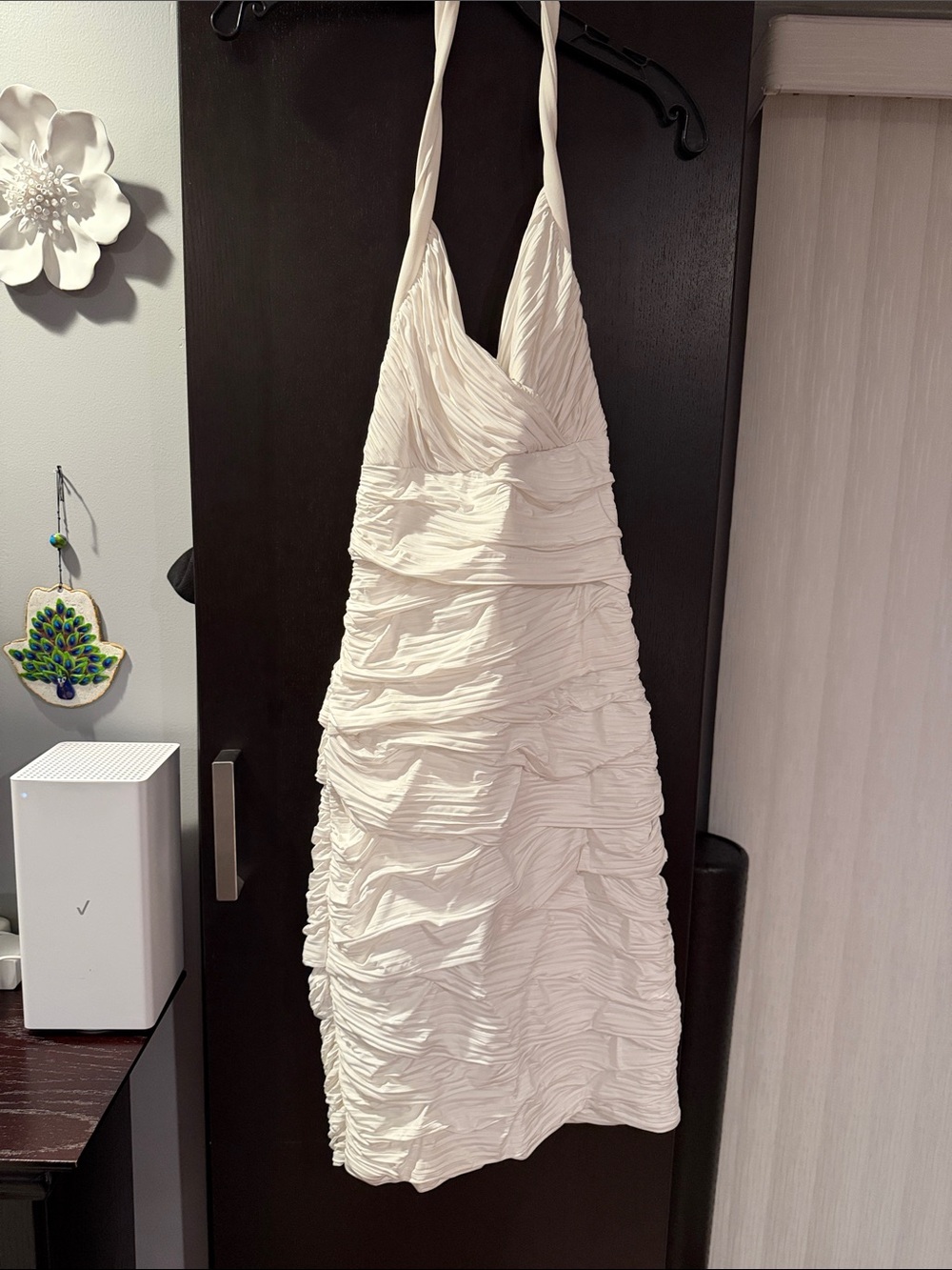 White House Black Market One-Shoulder White Ruched Cocktail Dress